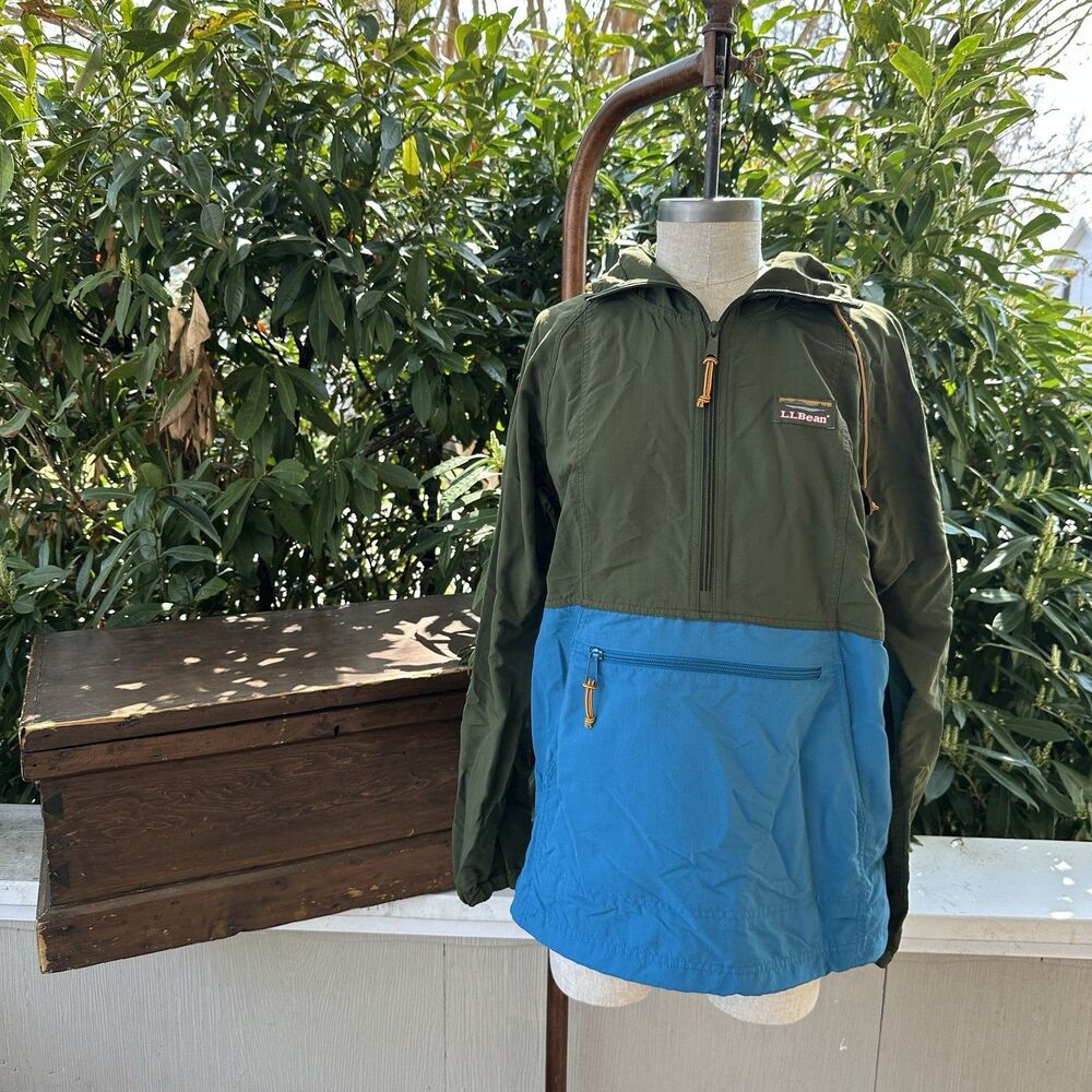 LL Bean Anorak Jacket Colorblock Hooded Pullover Gorpcore Outdoor Hiking Women S